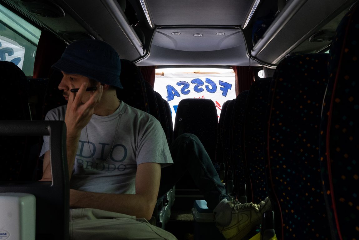 In pullman, verso la trasferta. FAITH · Fossa dei Leoni, Bologna.