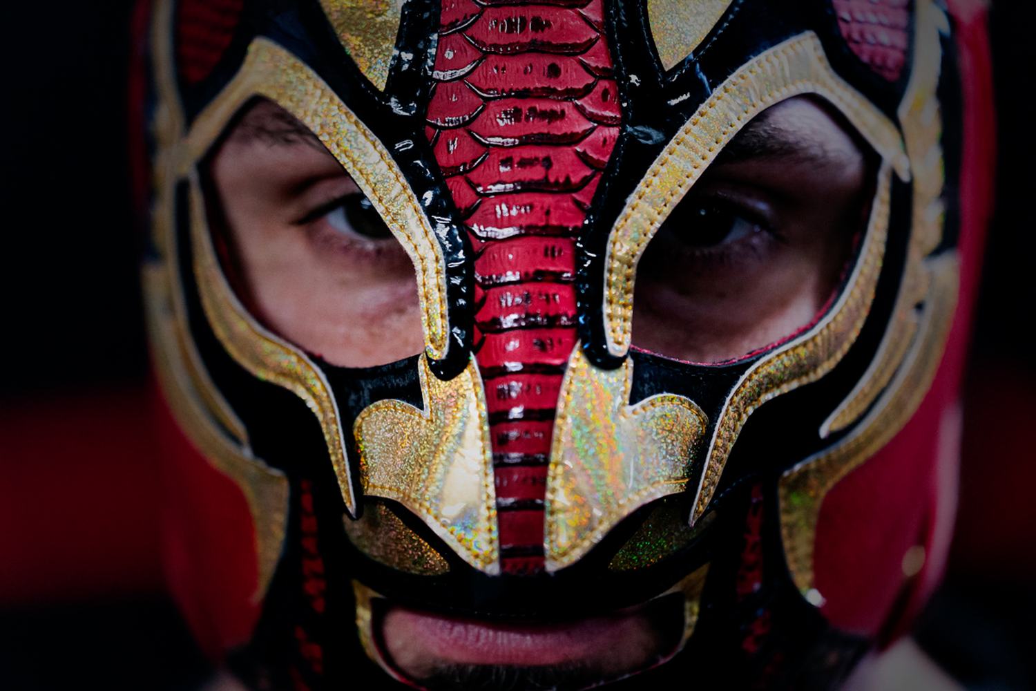 La maschera, da vicino. Red Scorpion — Fabio Giarratano.